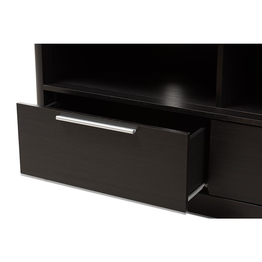 Carlingford Modern and Contemporary Espresso Brown Finished Wood 2-Drawer TV Stand. Picture 8