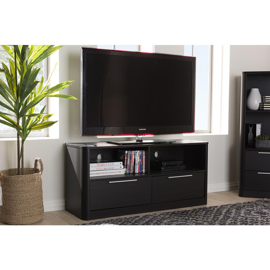 Carlingford Modern and Contemporary Espresso Brown Finished Wood 2-Drawer TV Stand. Picture 2