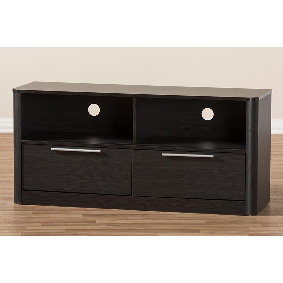 Carlingford Modern and Contemporary Espresso Brown Finished Wood 2-Drawer TV Stand. Picture 10