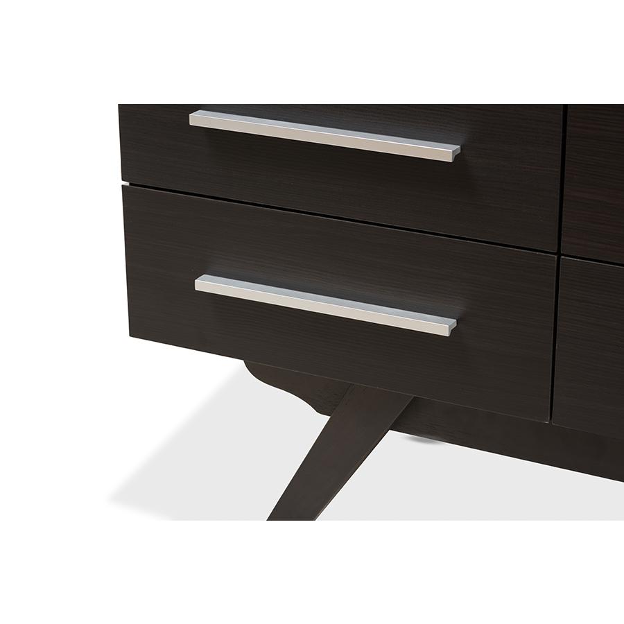 Auburn Mid-Century Modern Espresso Brown Finished Wood 6-Drawer Dresser. Picture 5