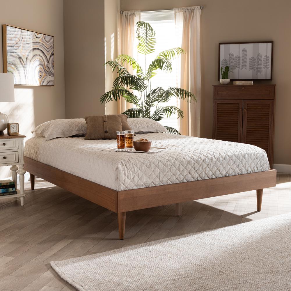 Baxton Studio Rina Mid-Century Modern Ash Wanut Finished Queen Size Wood Bed Frame. Picture 16