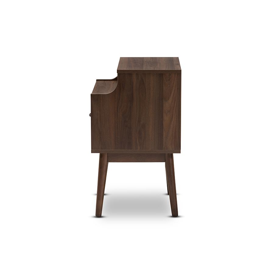 Disa Mid-Century Modern Walnut Brown Finished Nightstand. Picture 4