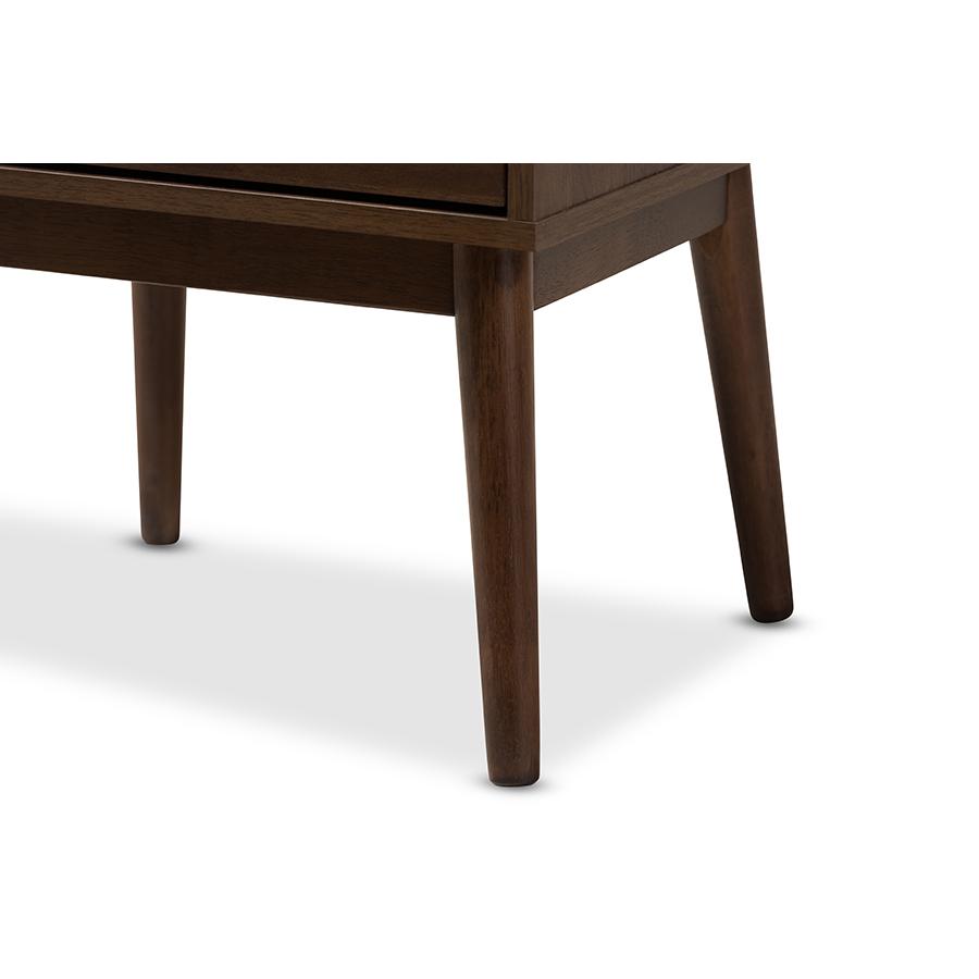 Disa Mid-Century Modern Walnut Brown Finished Nightstand. Picture 8