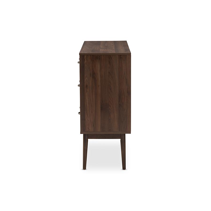 Disa Mid-Century Modern Walnut Brown Finished 6-Drawer Dresser. Picture 4