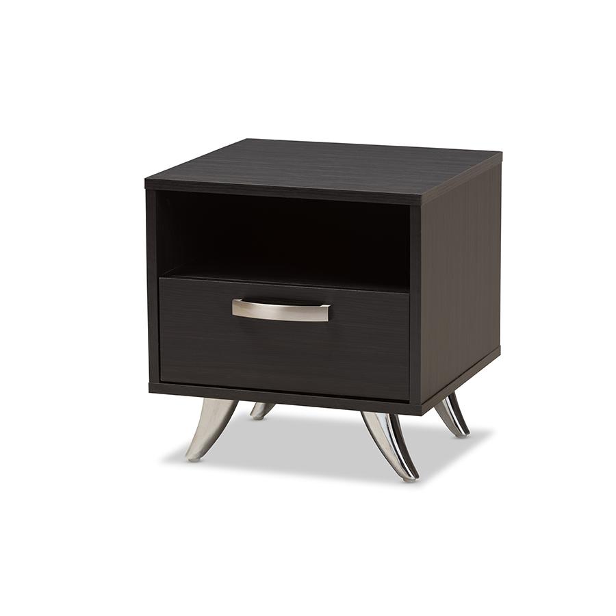 Warwick Modern and Contemporary Espresso Brown Finished Wood End Table. Picture 1