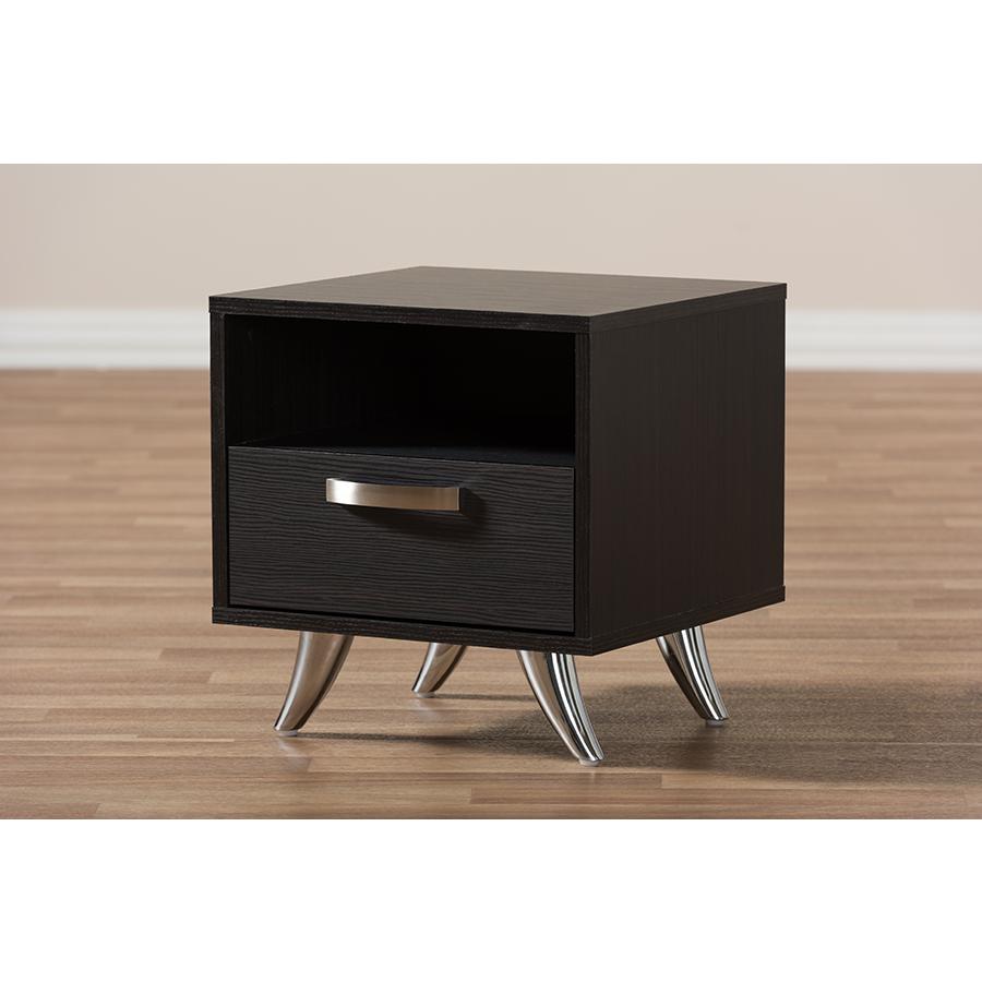 Warwick Modern and Contemporary Espresso Brown Finished Wood End Table. Picture 11