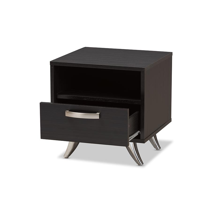 Warwick Modern and Contemporary Espresso Brown Finished Wood End Table. Picture 2