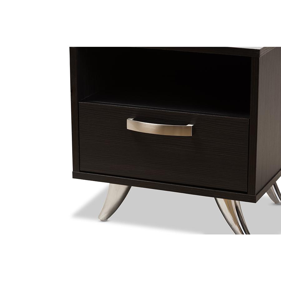 Warwick Modern and Contemporary Espresso Brown Finished Wood End Table. Picture 6