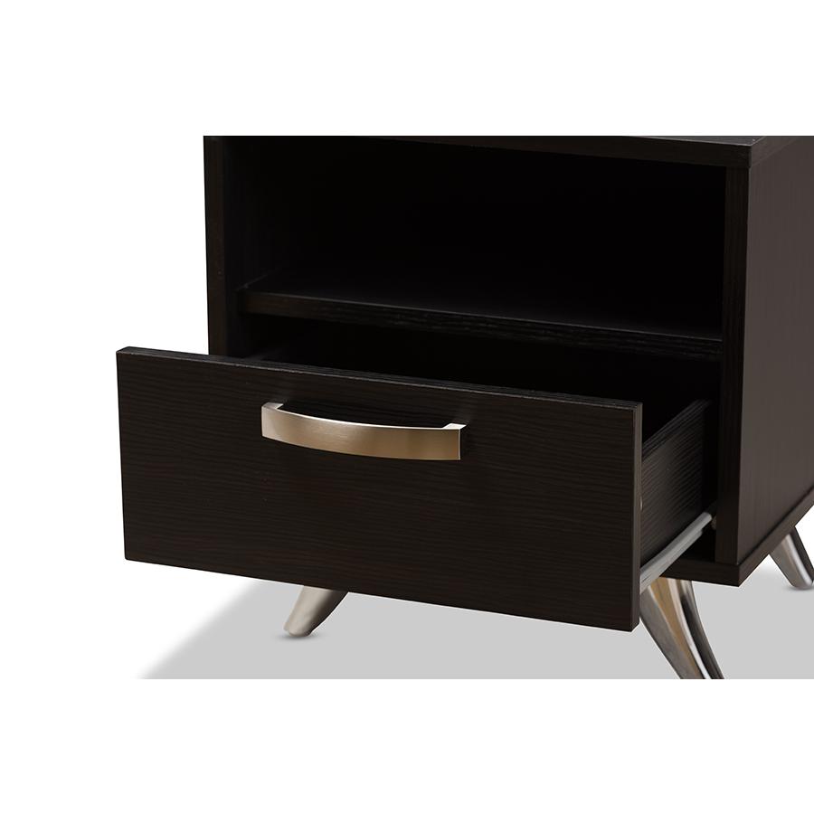 Warwick Modern and Contemporary Espresso Brown Finished Wood End Table. Picture 8
