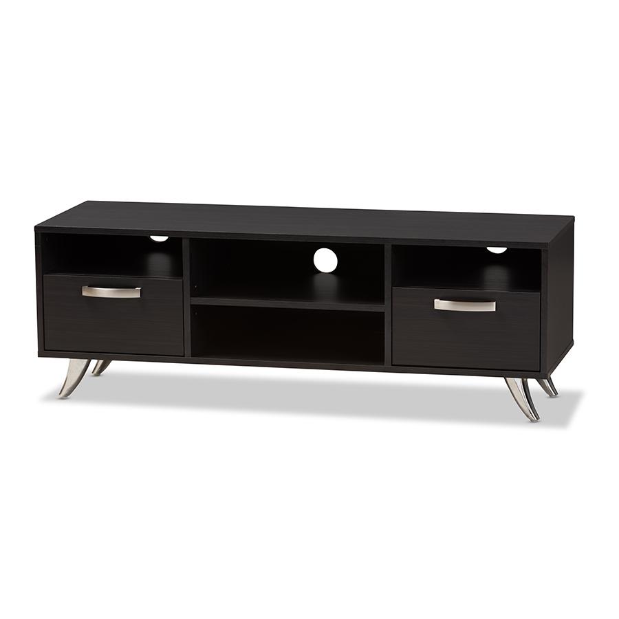Warwick Modern and Contemporary Espresso Brown Finished Wood TV Stand. Picture 1