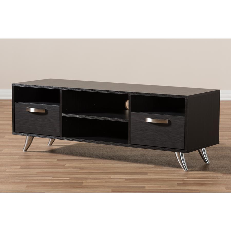 Warwick Modern and Contemporary Espresso Brown Finished Wood TV Stand. Picture 11