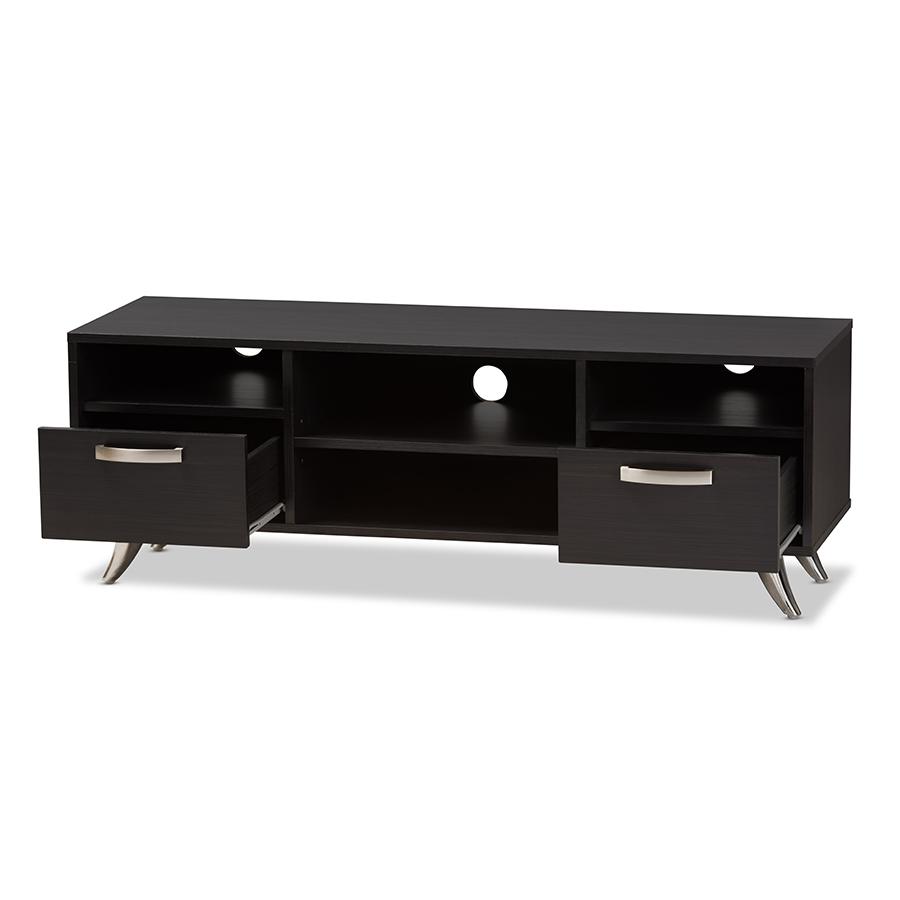 Warwick Modern and Contemporary Espresso Brown Finished Wood TV Stand. Picture 3