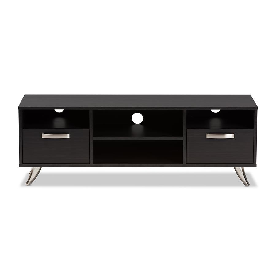 Warwick Modern and Contemporary Espresso Brown Finished Wood TV Stand. Picture 4
