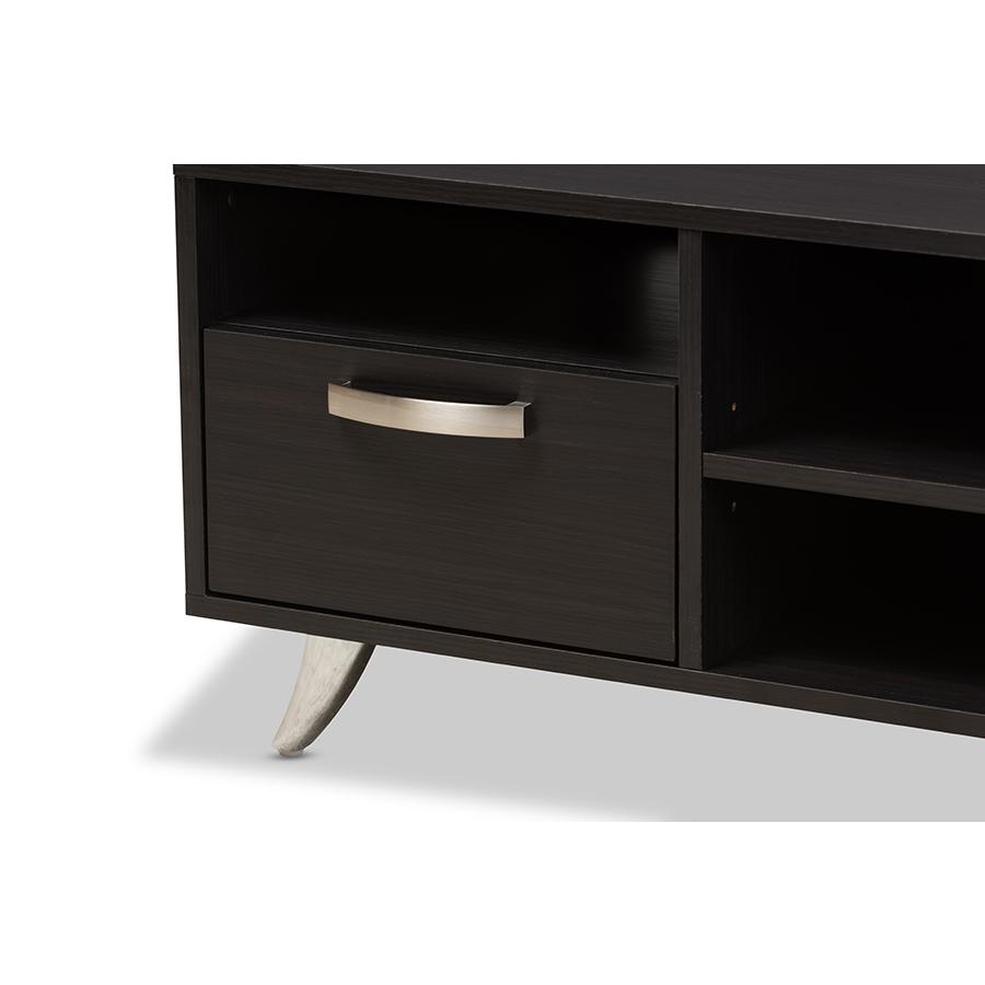 Warwick Modern and Contemporary Espresso Brown Finished Wood TV Stand. Picture 7