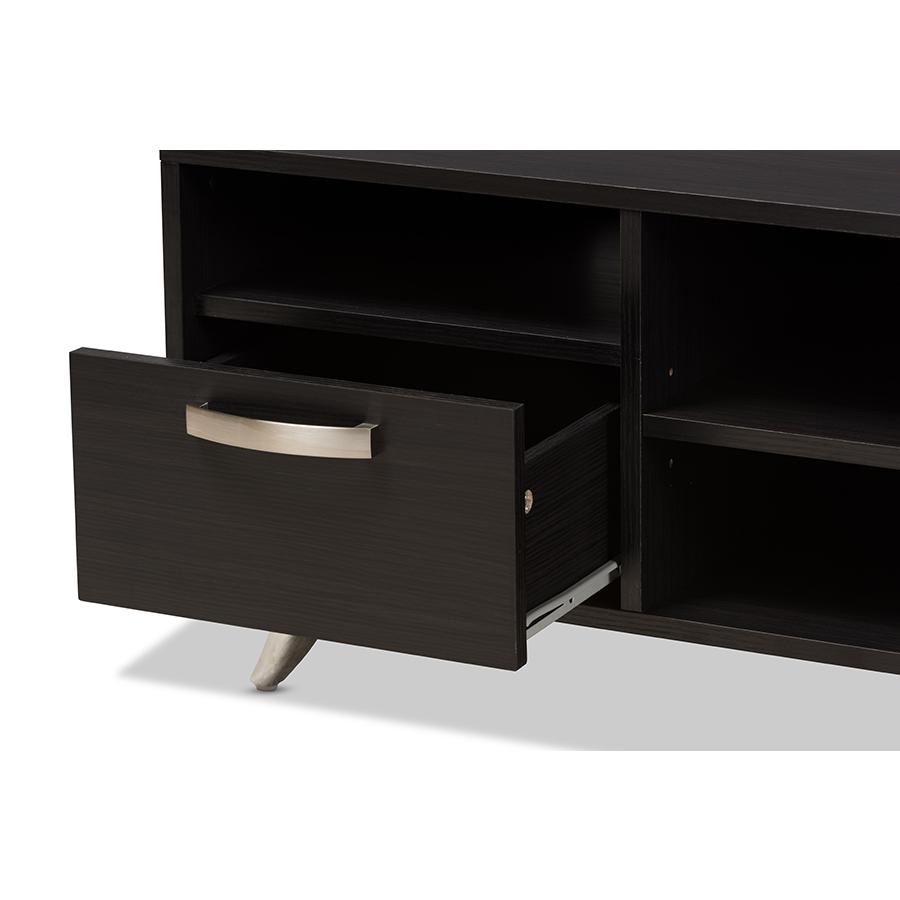Warwick Modern and Contemporary Espresso Brown Finished Wood TV Stand. Picture 8