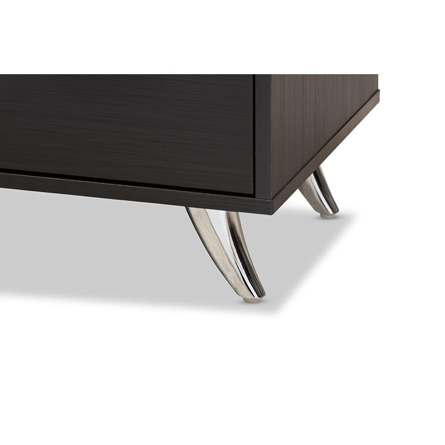 Warwick Modern and Contemporary Espresso Brown Finished Wood TV Stand. Picture 9