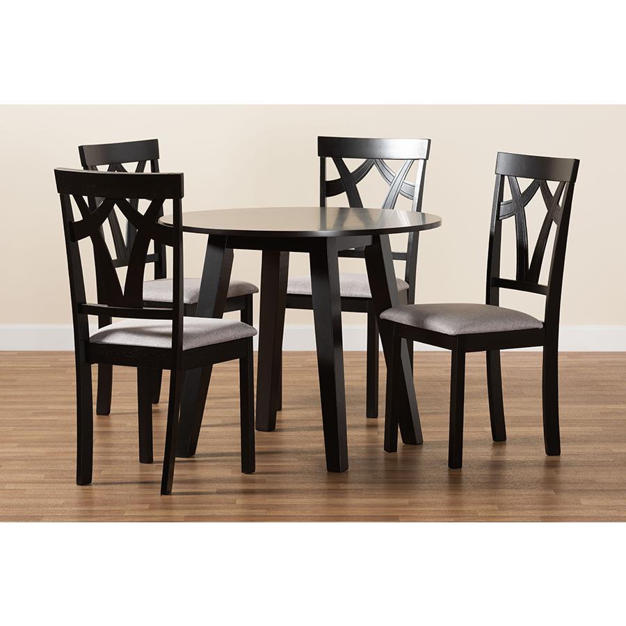 Dark Brown Finished Wood 5-Piece Dining Set. Picture 9
