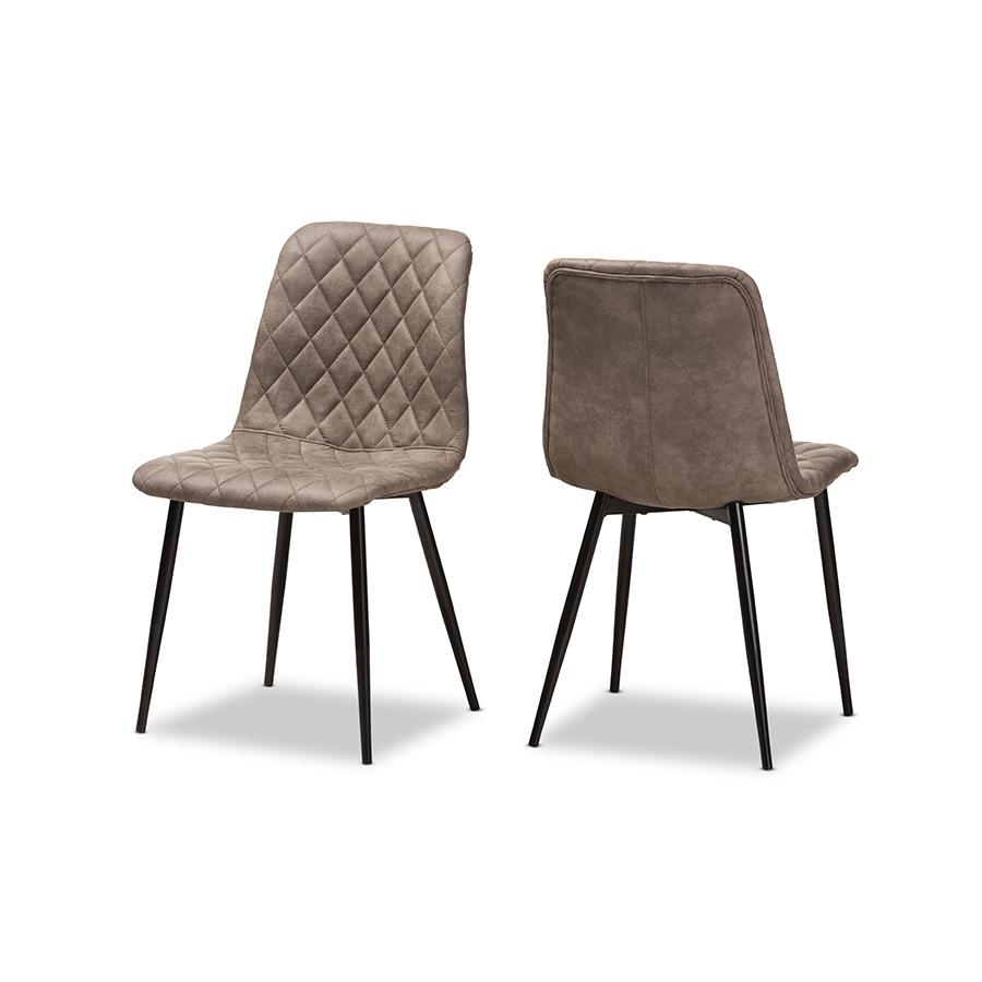 Roberta Mid-Century Modern Light Brown Fabric Upholstered Shell Dining Chair (Set of 2). The main picture.
