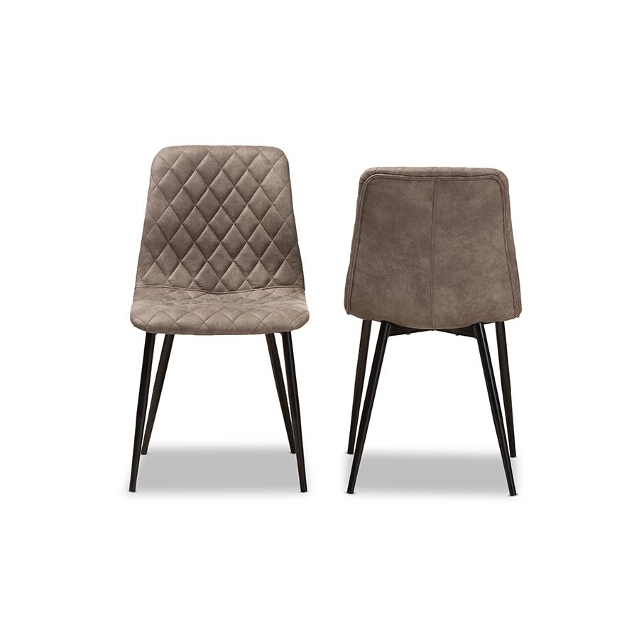 Roberta Mid-Century Modern Light Brown Fabric Upholstered Shell Dining Chair (Set of 2). Picture 2