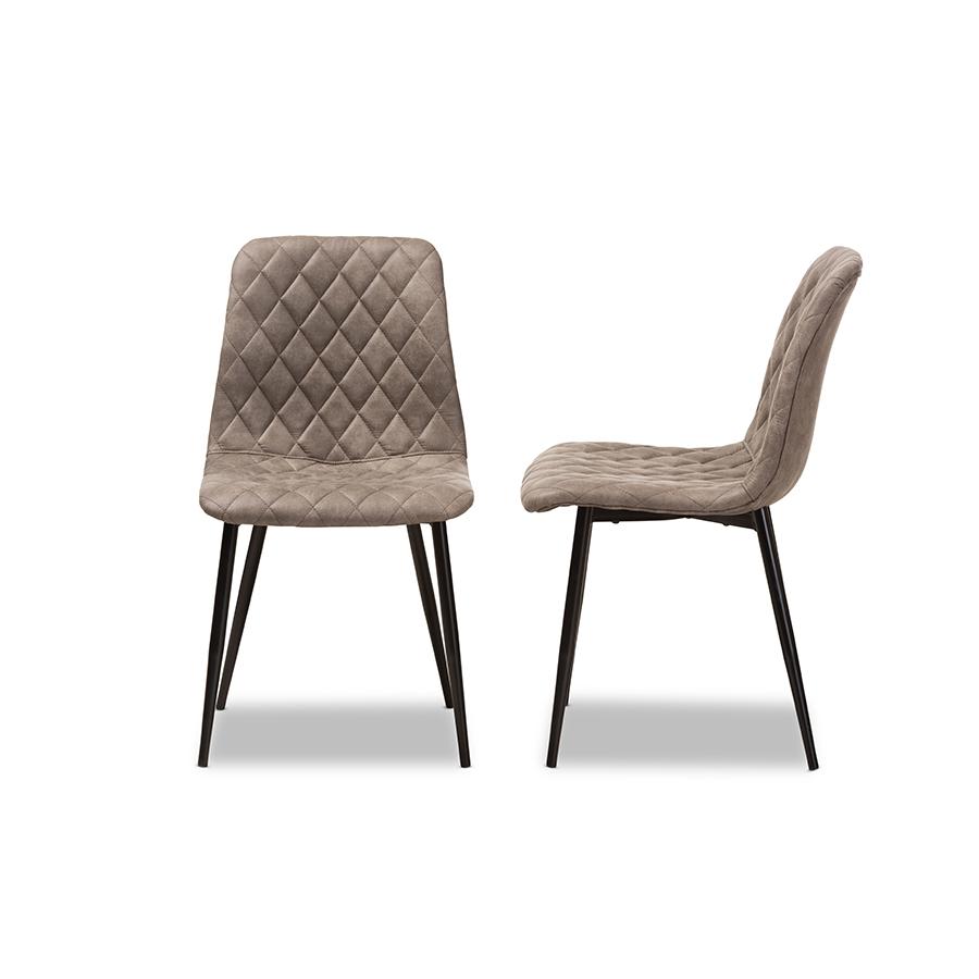 Roberta Mid-Century Modern Light Brown Fabric Upholstered Shell Dining Chair (Set of 2). Picture 3