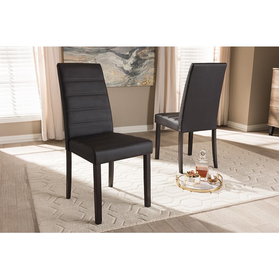 Lorelle Modern and Contemporary Brown Faux Leather Upholstered Dining Chair Set of 2. Picture 2