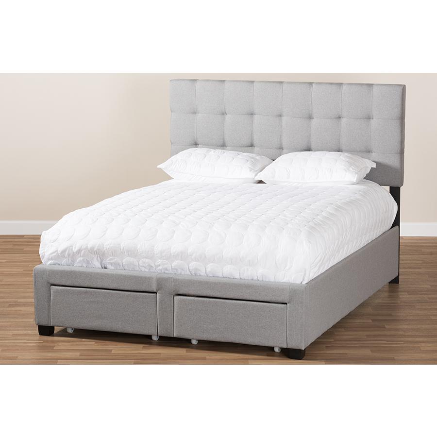 Tibault Modern and Contemporary Grey Fabric Upholstered Queen Size Storage Bed. Picture 11