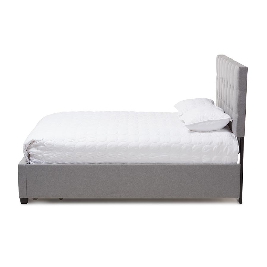 Tibault Modern and Contemporary Grey Fabric Upholstered Queen Size Storage Bed. Picture 3