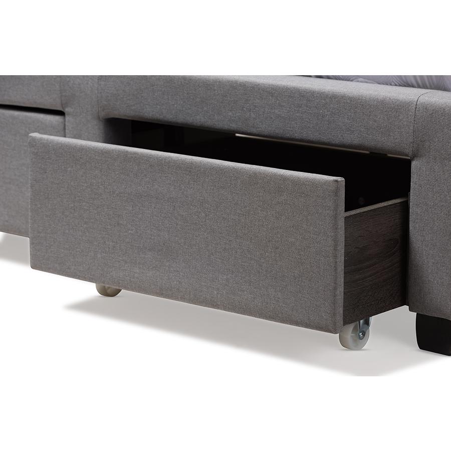 Tibault Modern and Contemporary Grey Fabric Upholstered Queen Size Storage Bed. Picture 7