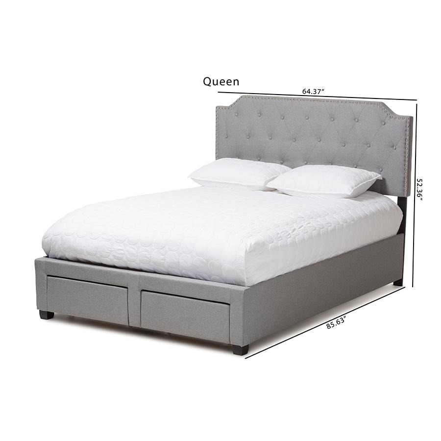 Aubrianne Modern and Contemporary Grey Fabric Upholstered King Size Storage Bed. Picture 13