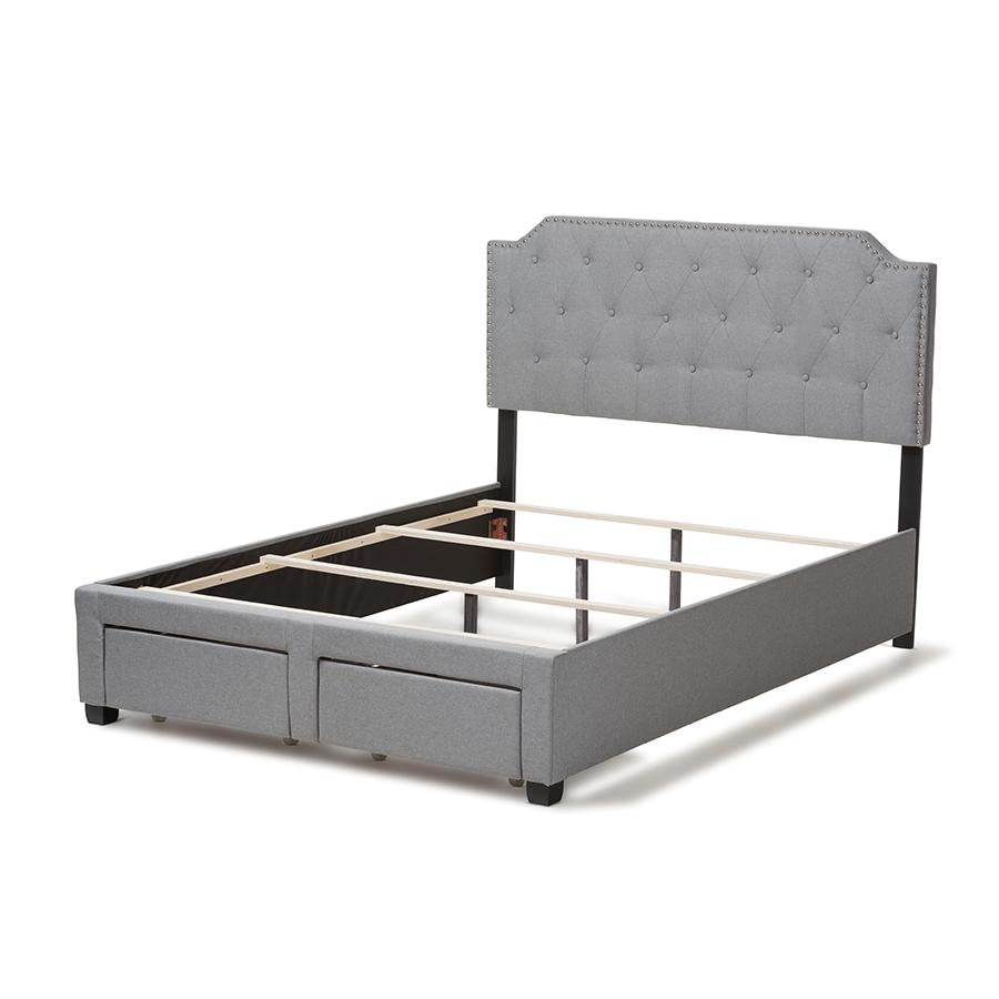 Aubrianne Modern and Contemporary Grey Fabric Upholstered King Size Storage Bed. Picture 5