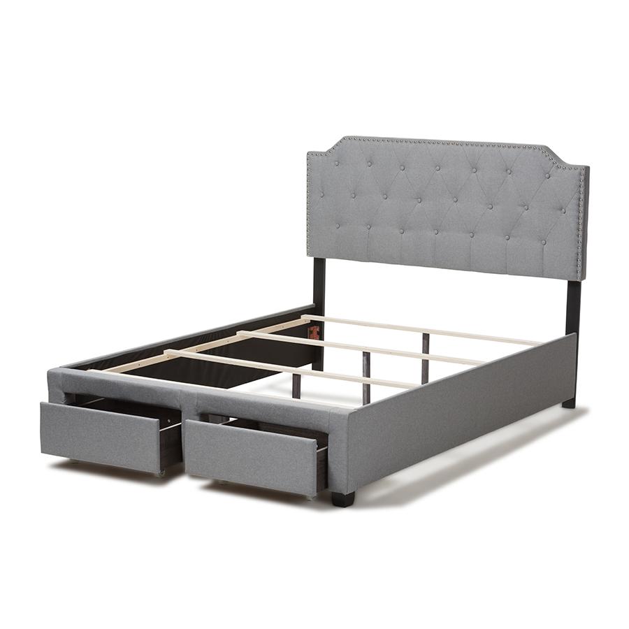 Aubrianne Modern and Contemporary Grey Fabric Upholstered King Size Storage Bed. Picture 6