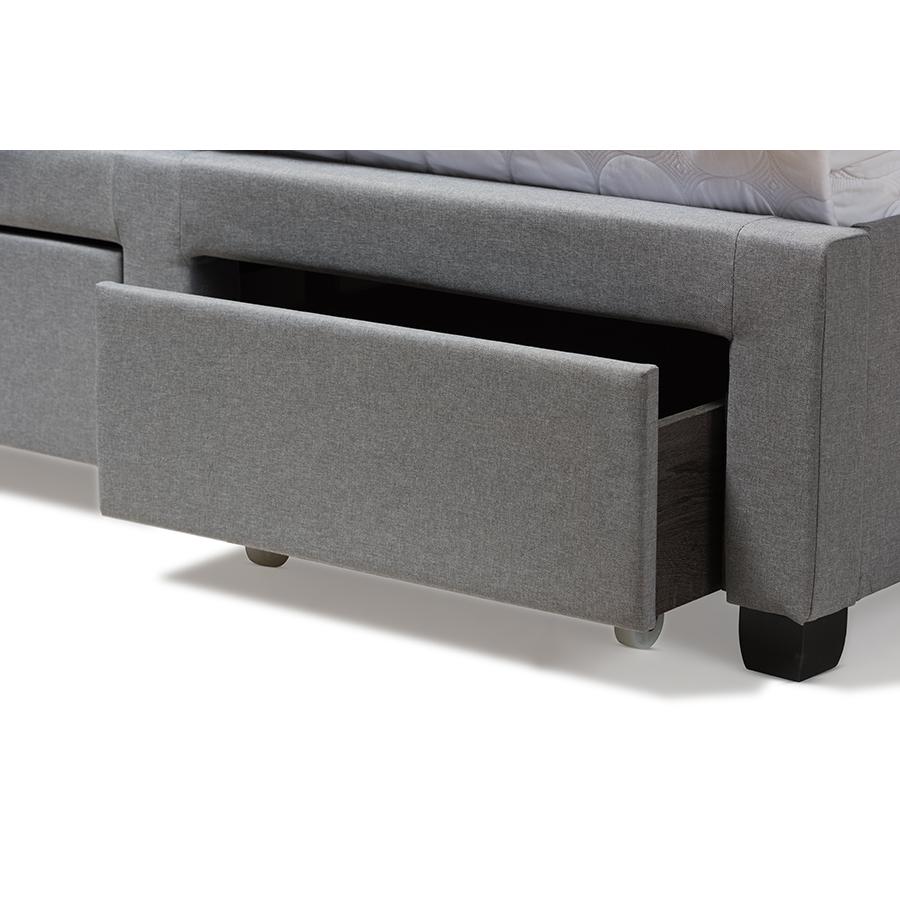 Aubrianne Modern and Contemporary Grey Fabric Upholstered King Size Storage Bed. Picture 8