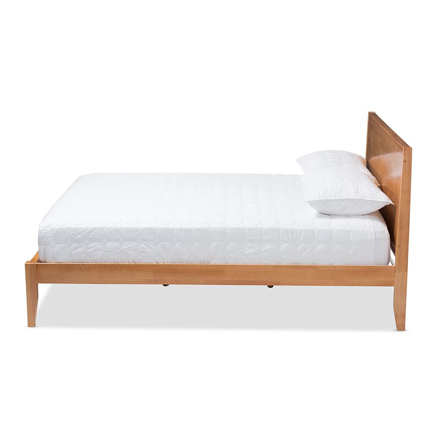 Marana Modern and Rustic Natural Oak and Pine Finished Wood Full Size Platform Bed. Picture 4