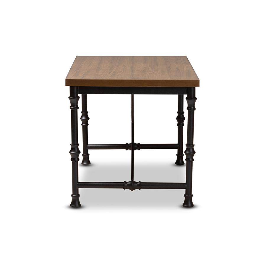 Verdin Vintage Rustic Industrial Style Wood and Dark Bronze-finished Criss Cross Desk. Picture 4