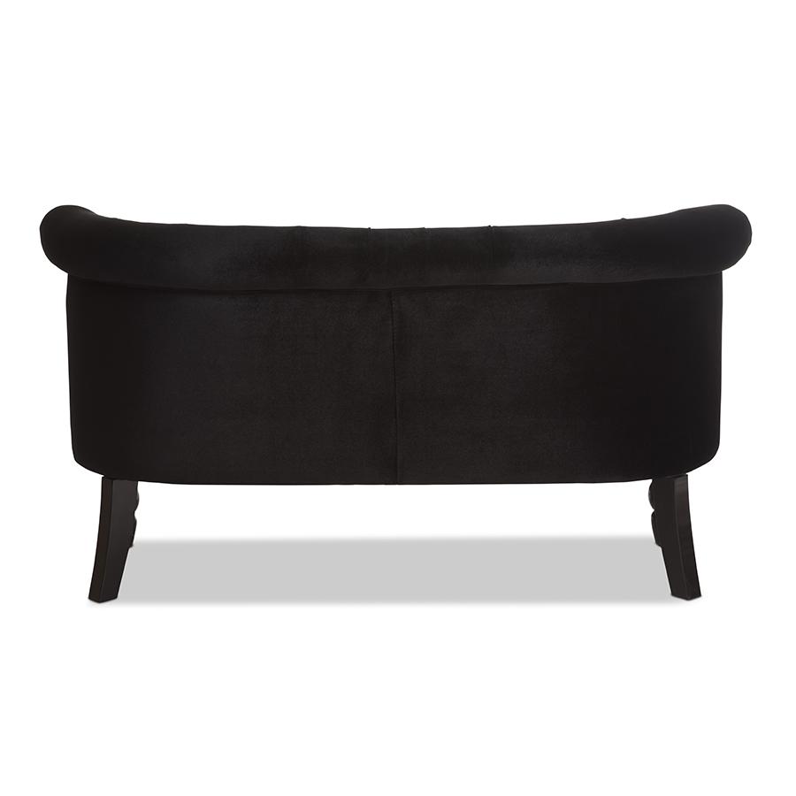 Flax Victorian Style Contemporary Black Velvet Fabric Upholstered 2-seater Loveseat. Picture 5
