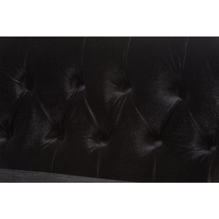 Flax Victorian Style Contemporary Black Velvet Fabric Upholstered 2-seater Loveseat. Picture 6