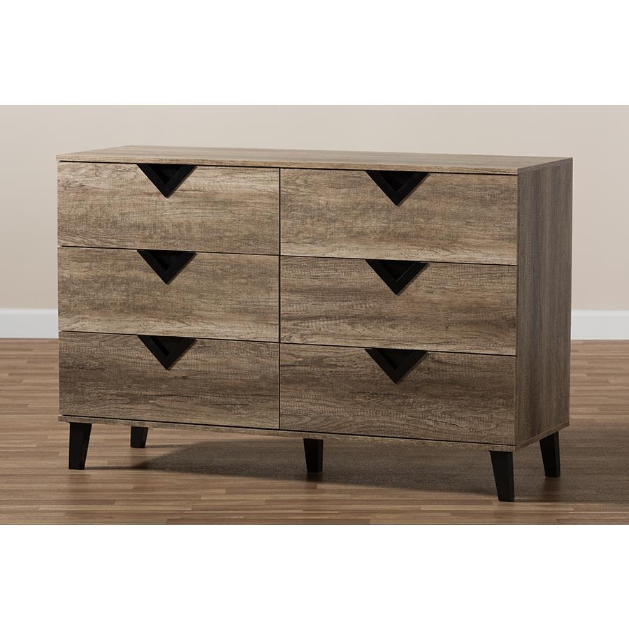 Wales Modern and Contemporary Light Brown Wood 6-Drawer Chest. Picture 10