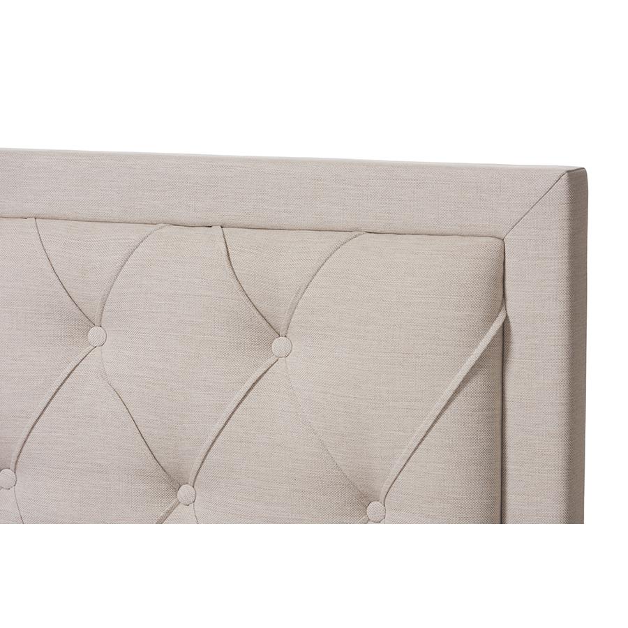 Light Beige Fabric Upholstered Queen Size Storage Bed. Picture 6