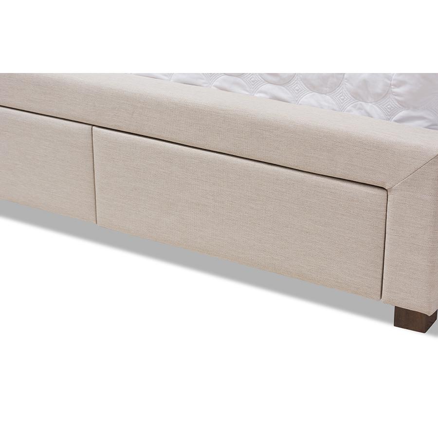 Aurelie Modern and Contemporary Light Beige Fabric Upholstered Queen Size Storage Bed. Picture 8