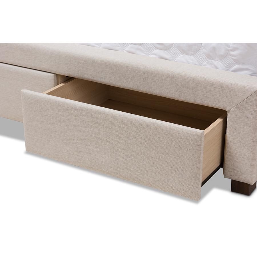Light Beige Fabric Upholstered Queen Size Storage Bed. Picture 8