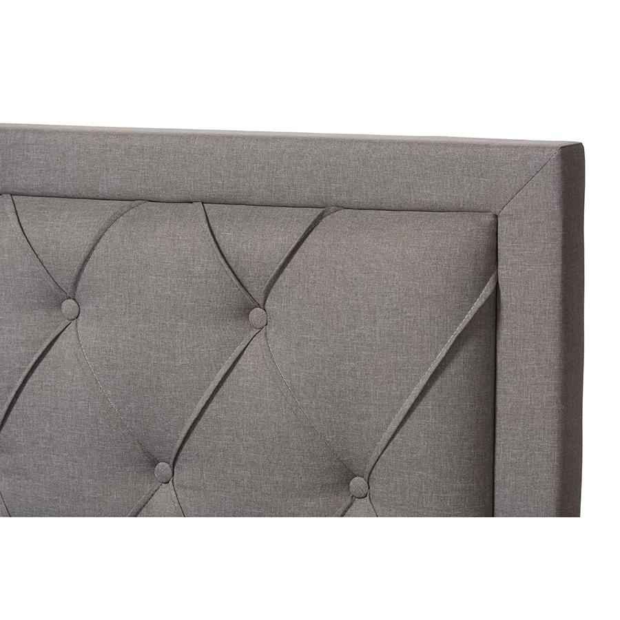 Light Grey Fabric Upholstered Queen Size Storage Bed. Picture 6