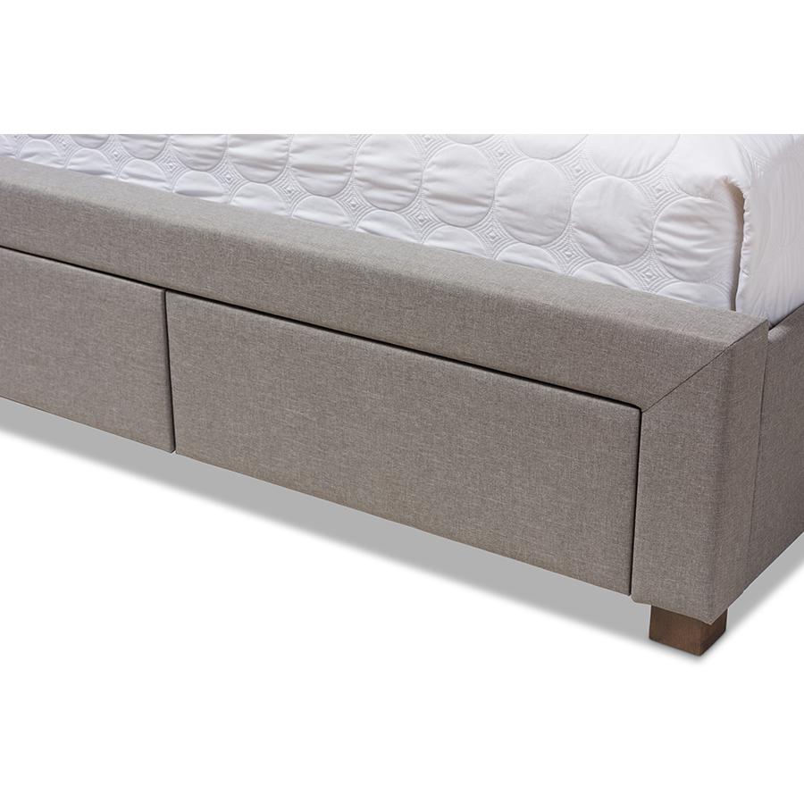 Aurelie Modern and Contemporary Light Grey Fabric Upholstered Queen Size Storage Bed. Picture 8