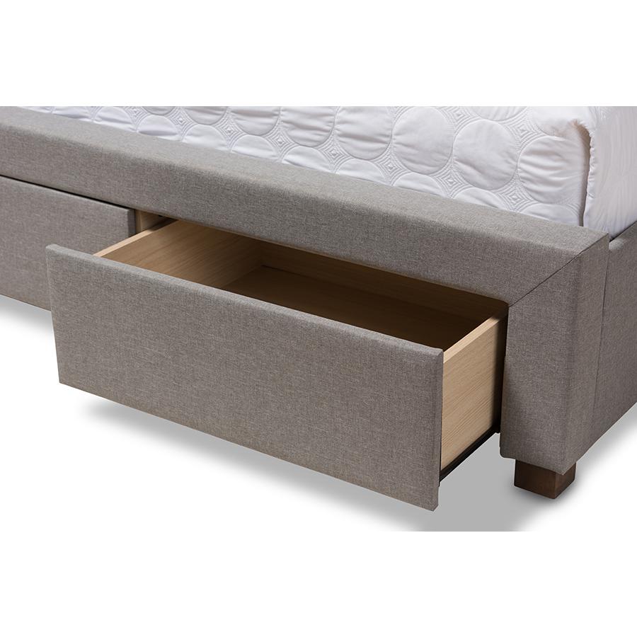 Light Grey Fabric Upholstered Queen Size Storage Bed. Picture 8