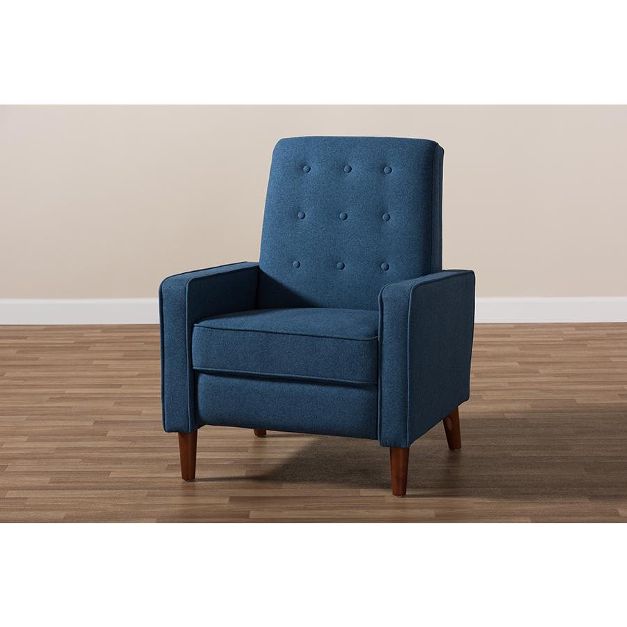 Baxton Studio Mathias Mid-century Modern Blue Fabric Upholstered Lounge Chair. Picture 11