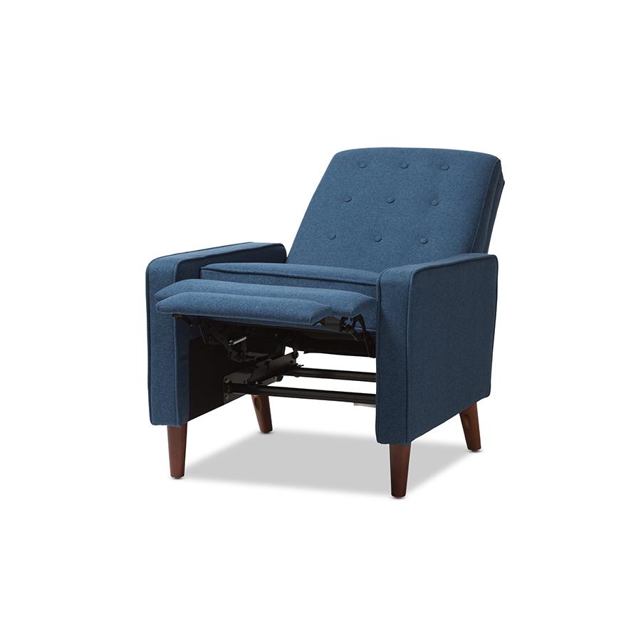 Mathias Mid-century Modern Blue Fabric Upholstered Lounge Chair. Picture 4