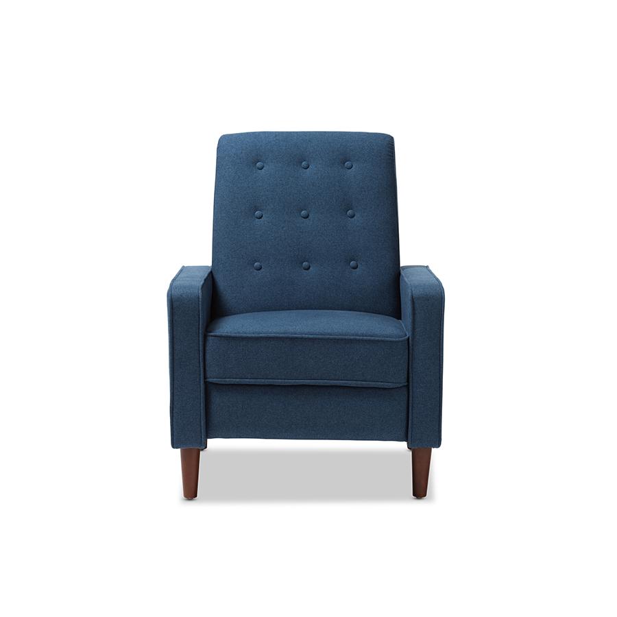 Baxton Studio Mathias Mid-century Modern Blue Fabric Upholstered Lounge Chair. Picture 4