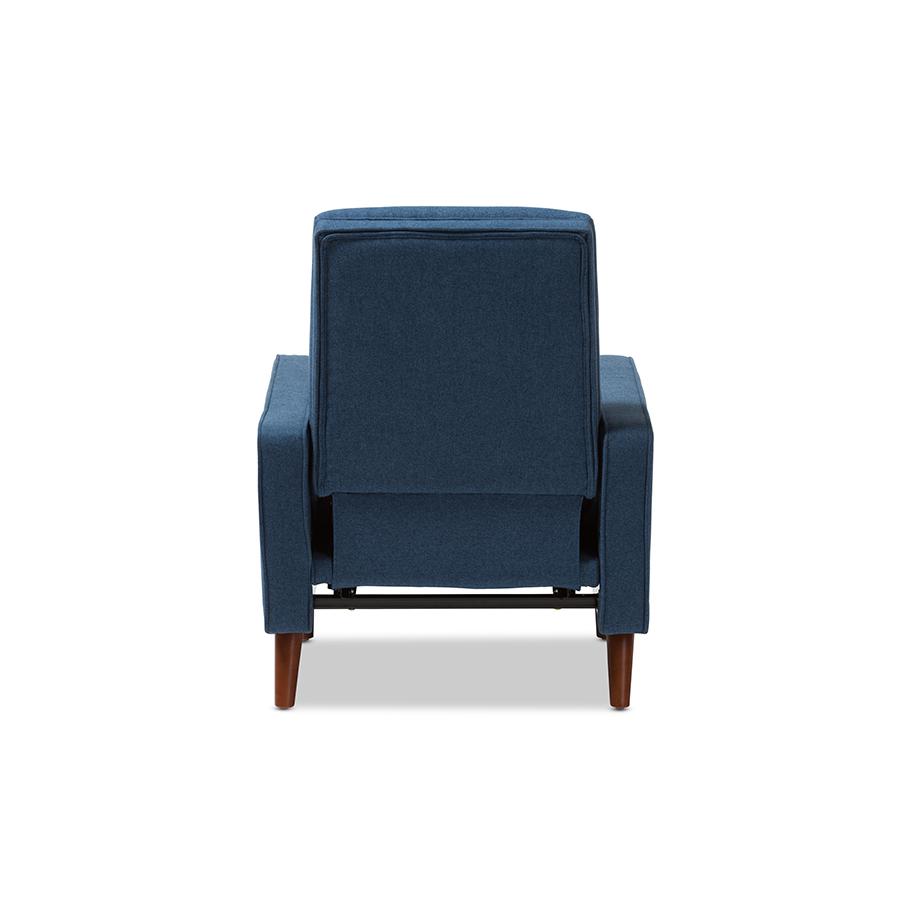 Baxton Studio Mathias Mid-century Modern Blue Fabric Upholstered Lounge Chair. Picture 6