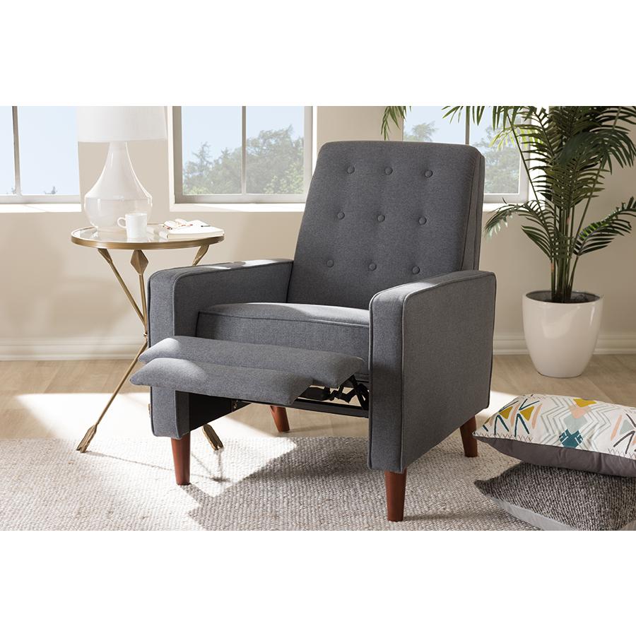 Baxton Studio Mathias Mid-century Modern Grey Fabric Upholstered Lounge Chair. Picture 10