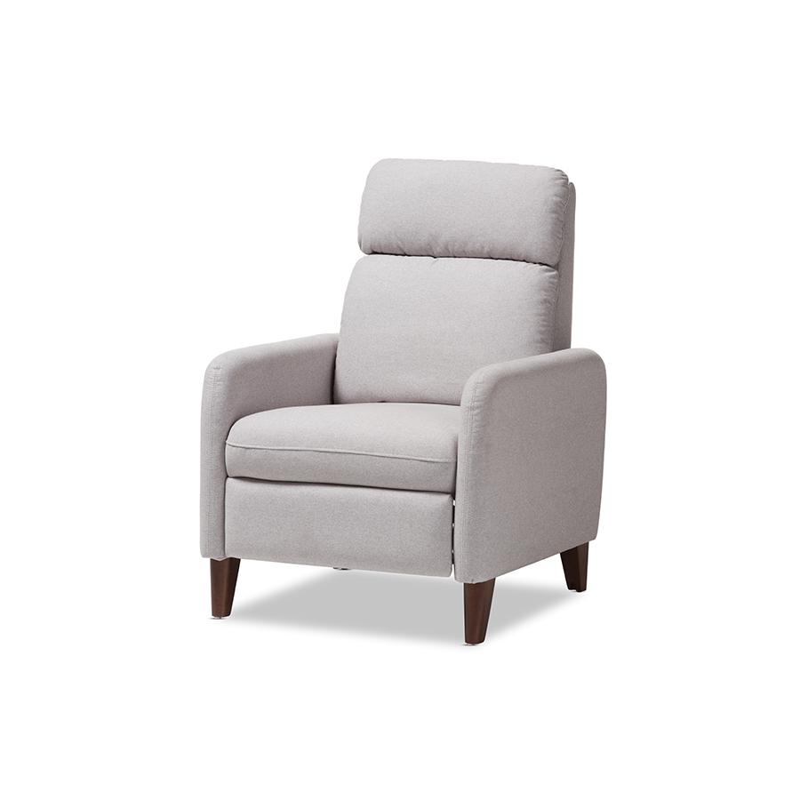 Casanova Mid-century Modern Light Grey Fabric Upholstered Lounge Chair. Picture 1