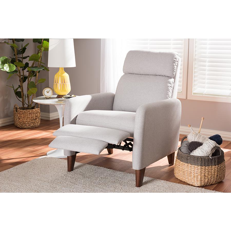 Casanova Mid-century Modern Light Grey Fabric Upholstered Lounge Chair. Picture 10